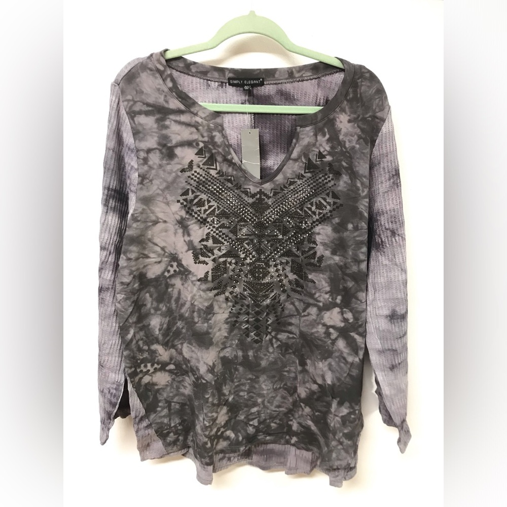 Women's Long Sleeve Rhinestones Long Top T Shirt Clothing Blouse Dress Top